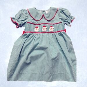 Southern Taters 3T green and red smocked Santa dress